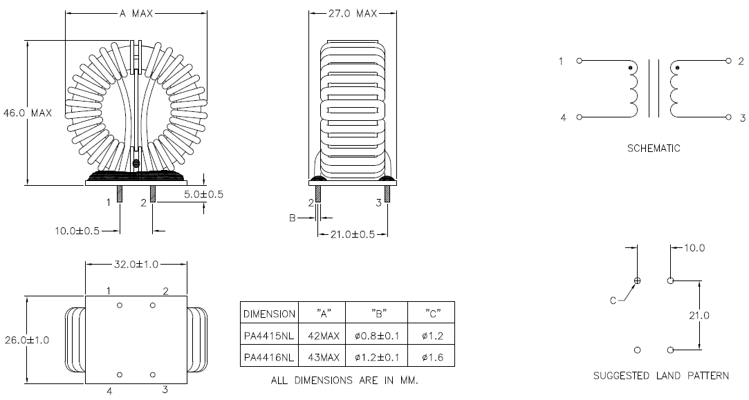 Schematic - Pulse Electronics Nanocrystalline Common Mode Chokes